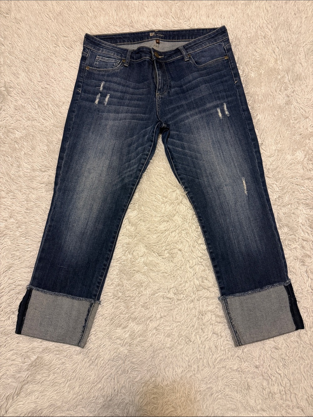 Kut from the Kloth Dark Blue Distressed Cuffed Jeans
